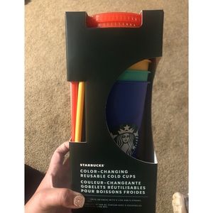 Brand new Starbucks color changing cups, set of 5